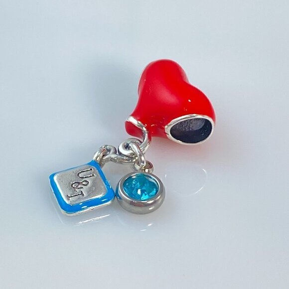 Sterling Silver Balloon "U & I Let's Fly..." with Birthstone Dangle Charm - Picture 4 of 8